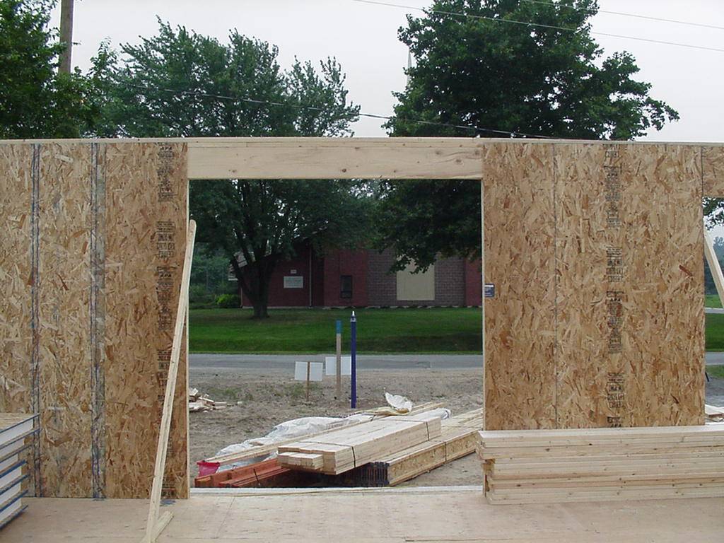 Patio door with conventional header. Thermapan Structural Insulated